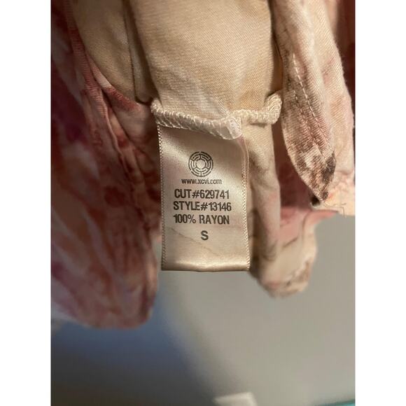 XCVI Shirt Womens XL Pink Tie Dye Crinkle Boho Peasant Long Sleeve Made USA - Picture 4 of 8